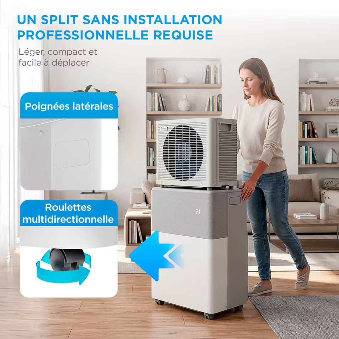 Midea™ | Le climatiseur mobile réversible 4-en-1 — la puissance d'un split, sans installation
