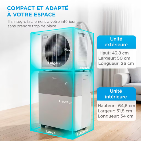 Midea™ | Le climatiseur mobile réversible 4-en-1 — la puissance d'un split, sans installation